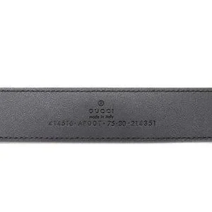 Gucci Leather Slim Black with Double G Buckle 75 30 414516 (Sku 7232) Belt Gucci Leather Slim Black Belt with Double G Buckle - Luxury  main image 4